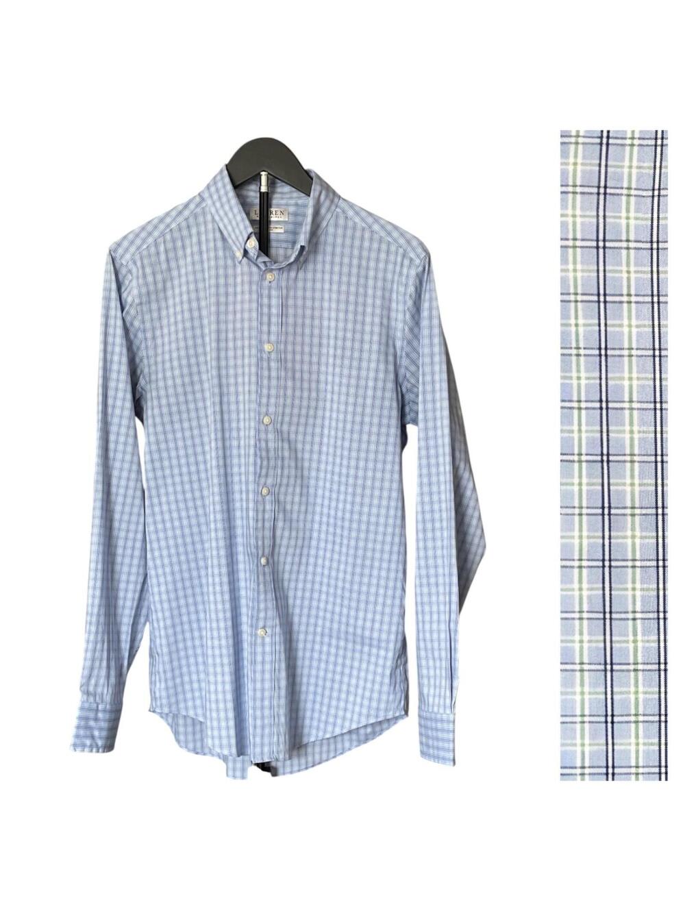 Lauren Ralph Lauren Mens 15.5 34/35 Blue Plaid Button Shirt
